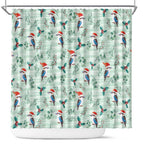 Australia Christmas Shower Curtain Aussie Kookaburra Watercolor Seamless Style - Aussie Hoodie