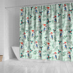 Australia Christmas Shower Curtain Aussie Kookaburra Watercolor Seamless Style - Aussie Hoodie