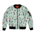 Australia Christmas Sleeve Zip Bomber Jacket Aussie Kookaburra Watercolor Seamless Style - Aussie Hoodie
