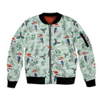 Australia Christmas Sleeve Zip Bomber Jacket Aussie Kookaburra Watercolor Seamless Style - Aussie Hoodie