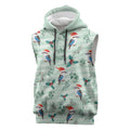 Australia Christmas Sleeveless Hoodie Aussie Kookaburra Watercolor Seamless Style - Aussie Hoodie