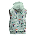 Australia Christmas Sleeveless Hoodie Aussie Kookaburra Watercolor Seamless Style - Aussie Hoodie