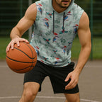 Australia Christmas Sleeveless Hoodie Aussie Kookaburra Watercolor Seamless Style - Aussie Hoodie