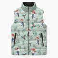 Australia Christmas Sleeveless Puffer Jacket Aussie Kookaburra Watercolor Seamless Style - Aussie Hoodie