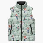Australia Christmas Sleeveless Puffer Jacket Aussie Kookaburra Watercolor Seamless Style - Aussie Hoodie