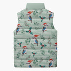 Australia Christmas Sleeveless Puffer Jacket Aussie Kookaburra Watercolor Seamless Style - Aussie Hoodie