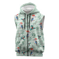 Australia Christmas Sleeveless Zip Hoodie Aussie Kookaburra Watercolor Seamless Style LT14