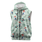 Australia Christmas Sleeveless Zip Hoodie Aussie Kookaburra Watercolor Seamless Style LT14