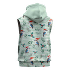 Australia Christmas Sleeveless Zip Hoodie Aussie Kookaburra Watercolor Seamless Style LT14