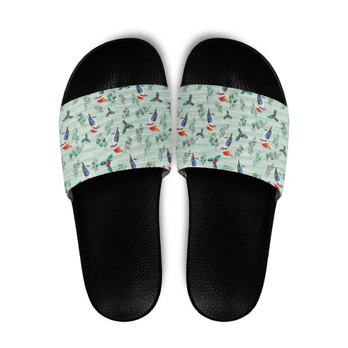 Australia Christmas Slide Sandals Aussie Kookaburra Watercolor Seamless Style - Aussie Hoodie