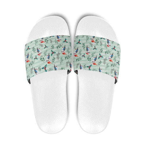 Australia Christmas Slide Sandals Aussie Kookaburra Watercolor Seamless Style - Aussie Hoodie