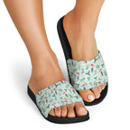 Australia Christmas Slide Sandals Aussie Kookaburra Watercolor Seamless Style - Aussie Hoodie
