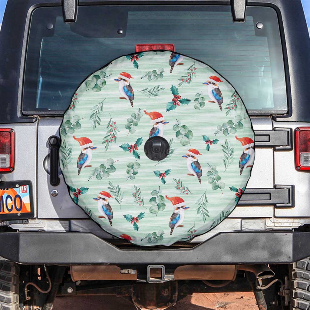 Australia Christmas Spare Tire Cover Aussie Kookaburra Watercolor Seamless Style - Aussie Hoodie
