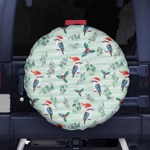 Australia Christmas Spare Tire Cover Aussie Kookaburra Watercolor Seamless Style - Aussie Hoodie