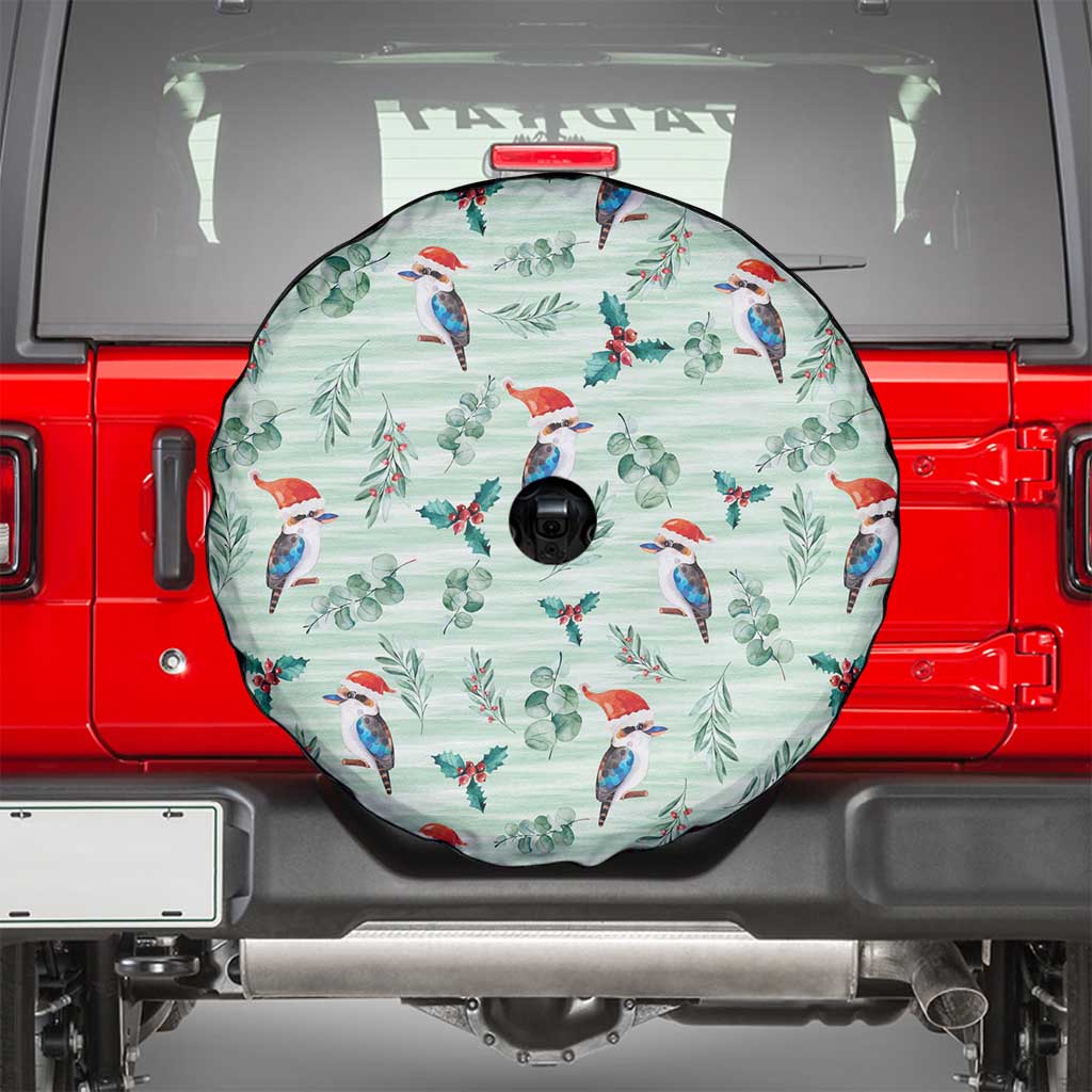 Australia Christmas Spare Tire Cover Aussie Kookaburra Watercolor Seamless Style - Aussie Hoodie