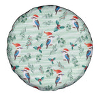 Australia Christmas Spare Tire Cover Aussie Kookaburra Watercolor Seamless Style - Aussie Hoodie