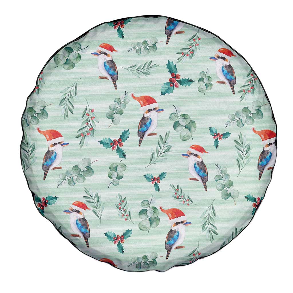 Australia Christmas Spare Tire Cover Aussie Kookaburra Watercolor Seamless Style - Aussie Hoodie