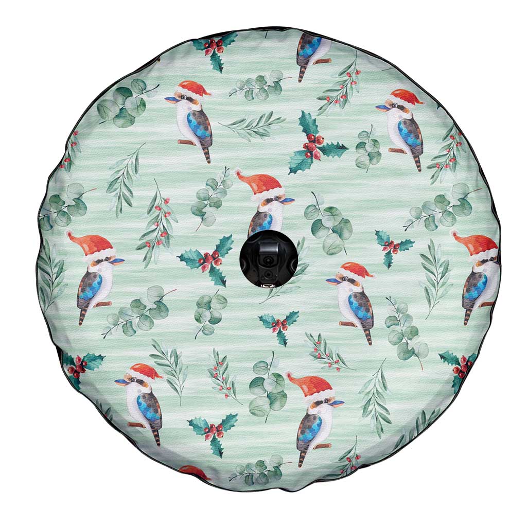 Australia Christmas Spare Tire Cover Aussie Kookaburra Watercolor Seamless Style - Aussie Hoodie