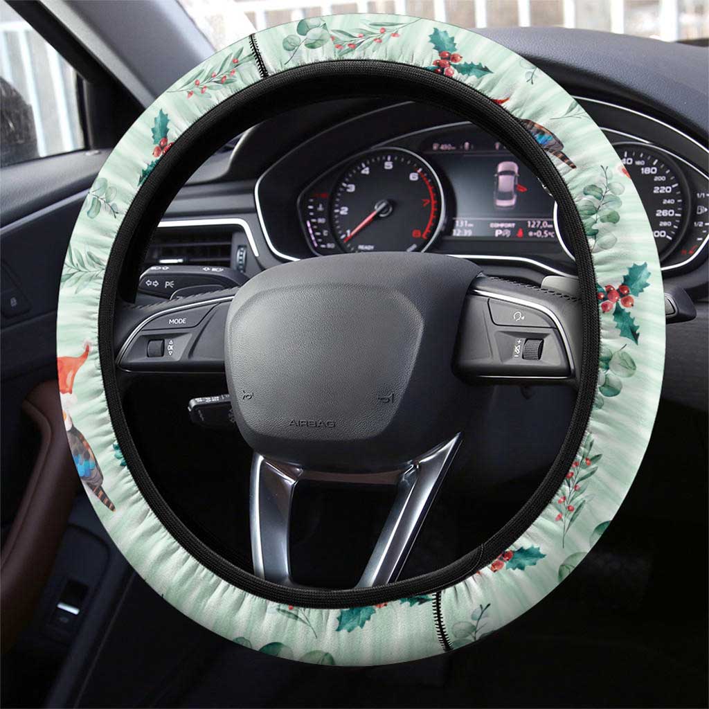 Australia Christmas Steering Wheel Cover Aussie Kookaburra Watercolor Seamless Style - Aussie Hoodie