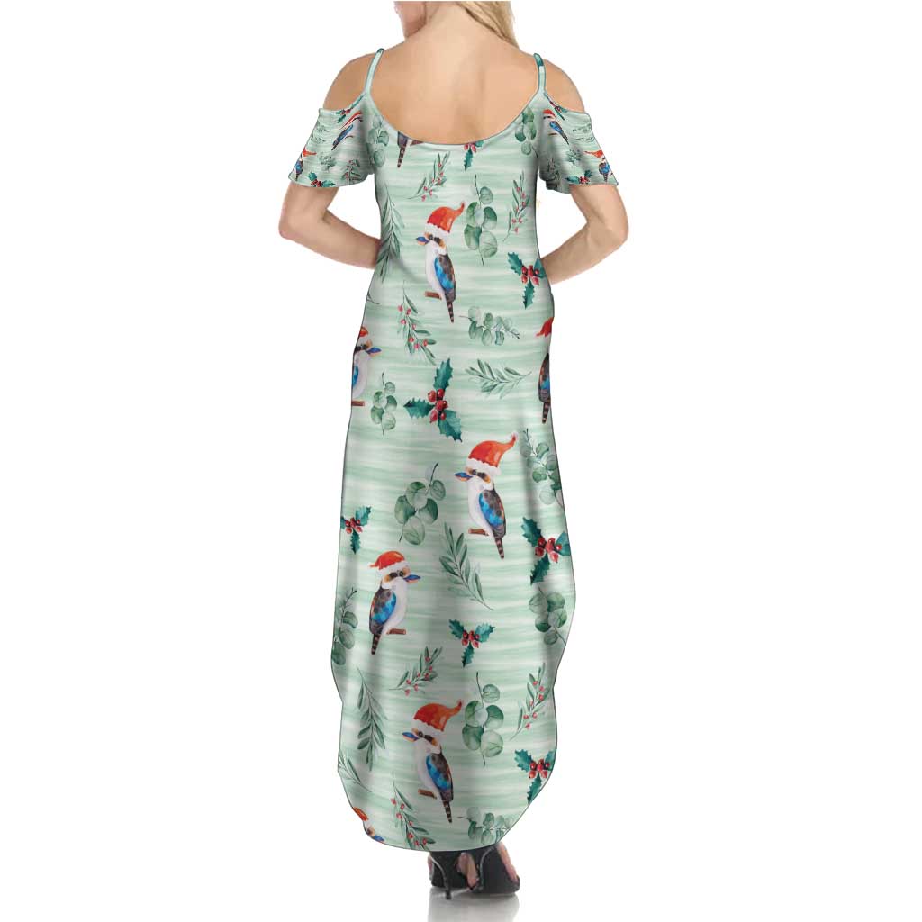 Australia Christmas Summer Maxi Dress Aussie Kookaburra Watercolor Seamless Style - Aussie Hoodie