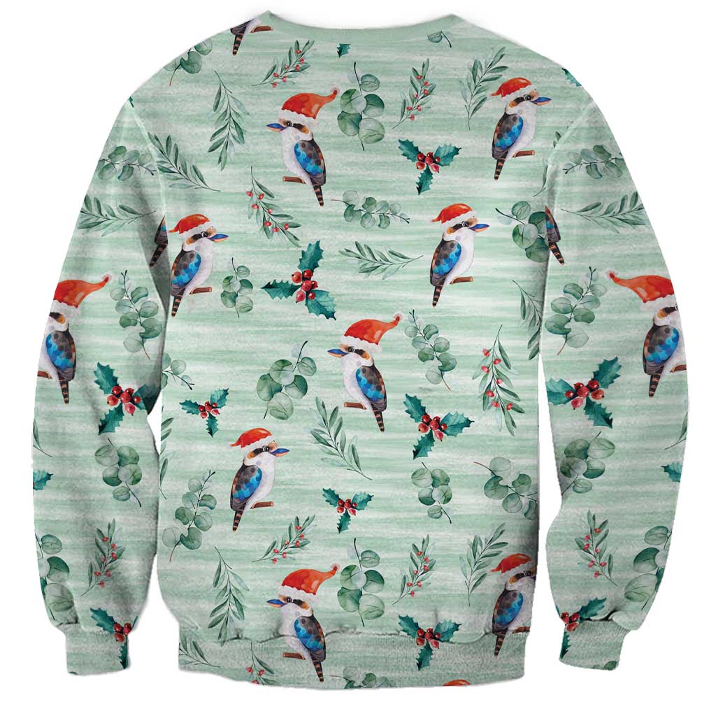 Australia Christmas Sweatshirt Aussie Kookaburra Watercolor Seamless Style - Aussie Hoodie