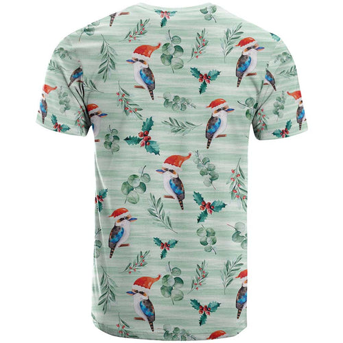 Australia Christmas T Shirt Aussie Kookaburra Watercolor Seamless Style - Aussie Hoodie