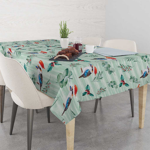Australia Christmas Tablecloth Aussie Kookaburra Watercolor Seamless Style - Aussie Hoodie