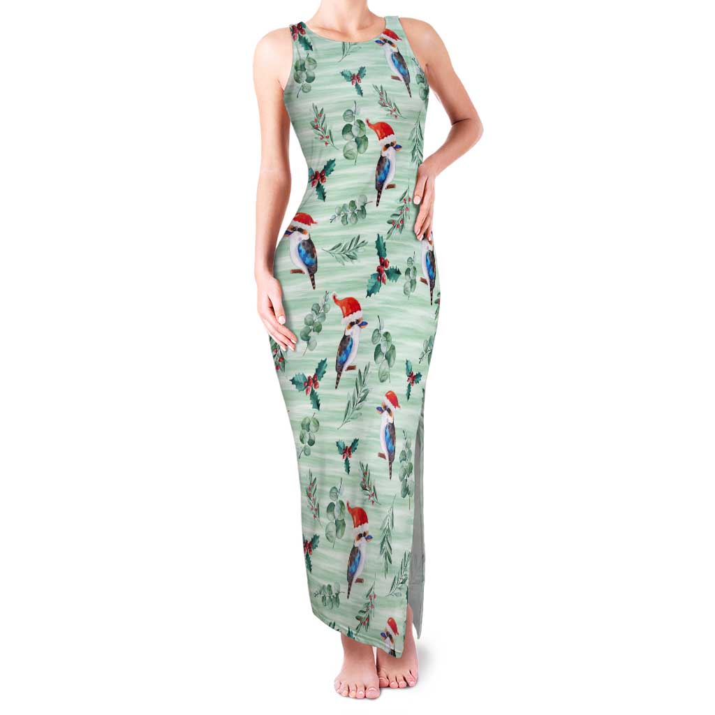 Australia Christmas Tank Maxi Dress Aussie Kookaburra Watercolor Seamless Style - Aussie Hoodie