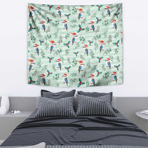 Australia Christmas Tapestry Aussie Kookaburra Watercolor Seamless Style - Aussie Hoodie