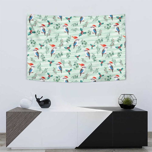 Australia Christmas Tapestry Aussie Kookaburra Watercolor Seamless Style - Aussie Hoodie