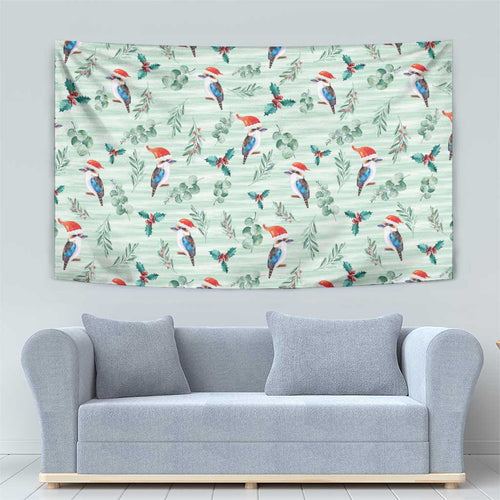 Australia Christmas Tapestry Aussie Kookaburra Watercolor Seamless Style - Aussie Hoodie