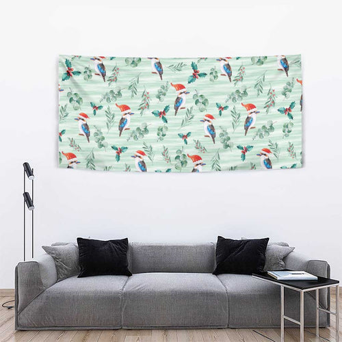 Australia Christmas Tapestry Aussie Kookaburra Watercolor Seamless Style - Aussie Hoodie