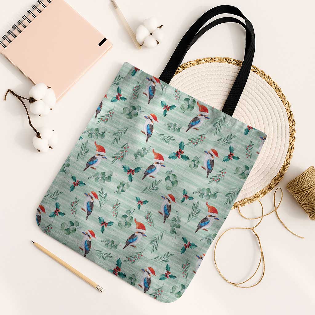 Australia Christmas Tote Bag Aussie Kookaburra Watercolor Seamless Style - Aussie Hoodie