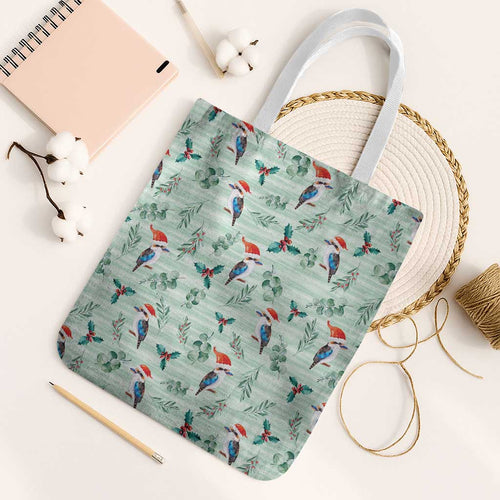 Australia Christmas Tote Bag Aussie Kookaburra Watercolor Seamless Style - Aussie Hoodie