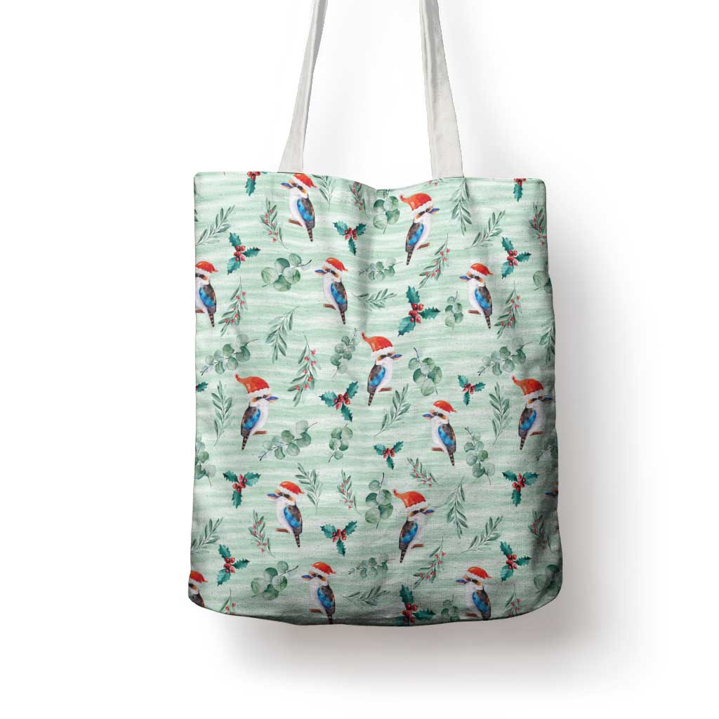 Australia Christmas Tote Bag Aussie Kookaburra Watercolor Seamless Style - Aussie Hoodie