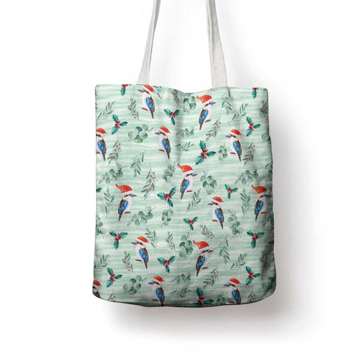 Australia Christmas Tote Bag Aussie Kookaburra Watercolor Seamless Style - Aussie Hoodie