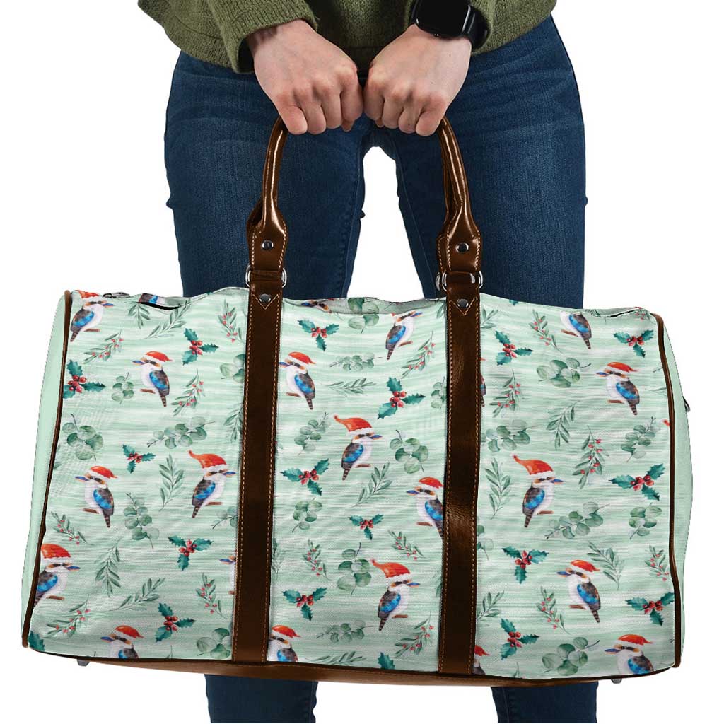 Australia Christmas Travel Bag Aussie Kookaburra Watercolor Seamless Style - Aussie Hoodie
