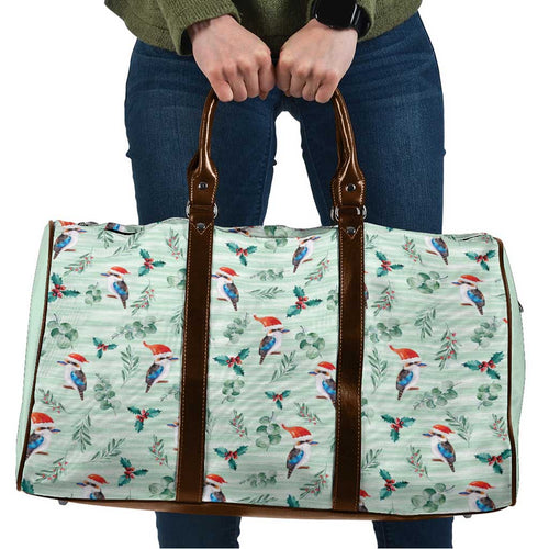 Australia Christmas Travel Bag Aussie Kookaburra Watercolor Seamless Style - Aussie Hoodie