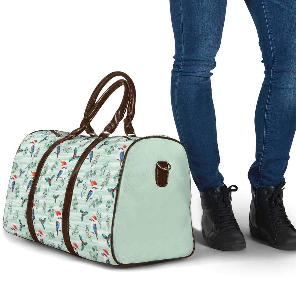 Australia Christmas Travel Bag Aussie Kookaburra Watercolor Seamless Style - Aussie Hoodie
