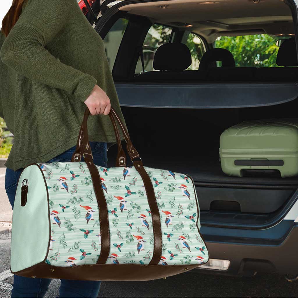 Australia Christmas Travel Bag Aussie Kookaburra Watercolor Seamless Style - Aussie Hoodie