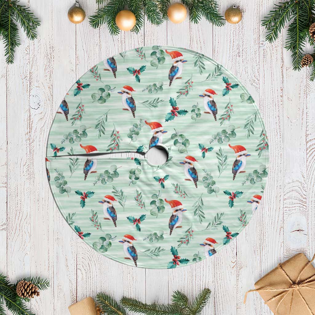 Australia Christmas Tree Skirt Aussie Kookaburra Watercolor Seamless Style - Aussie Hoodie