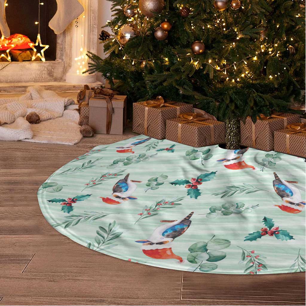 Australia Christmas Tree Skirt Aussie Kookaburra Watercolor Seamless Style - Aussie Hoodie