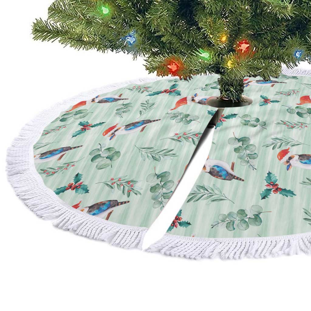 Australia Christmas Tree Skirt Aussie Kookaburra Watercolor Seamless Style - Aussie Hoodie