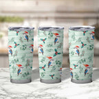 Australia Christmas Tumbler Cup Aussie Kookaburra Watercolor Seamless Style - Aussie Hoodie