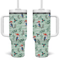 Australia Christmas Tumbler With Handle Aussie Kookaburra Watercolor Seamless Style - Aussie Hoodie