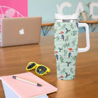 Australia Christmas Tumbler With Handle Aussie Kookaburra Watercolor Seamless Style - Aussie Hoodie
