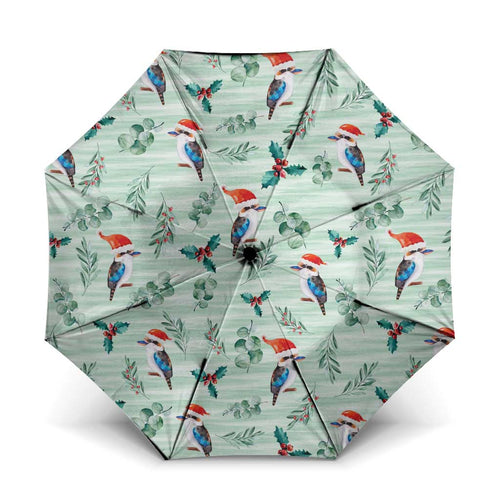 Australia Christmas Umbrella Aussie Kookaburra Watercolor Seamless Style - Aussie Hoodie
