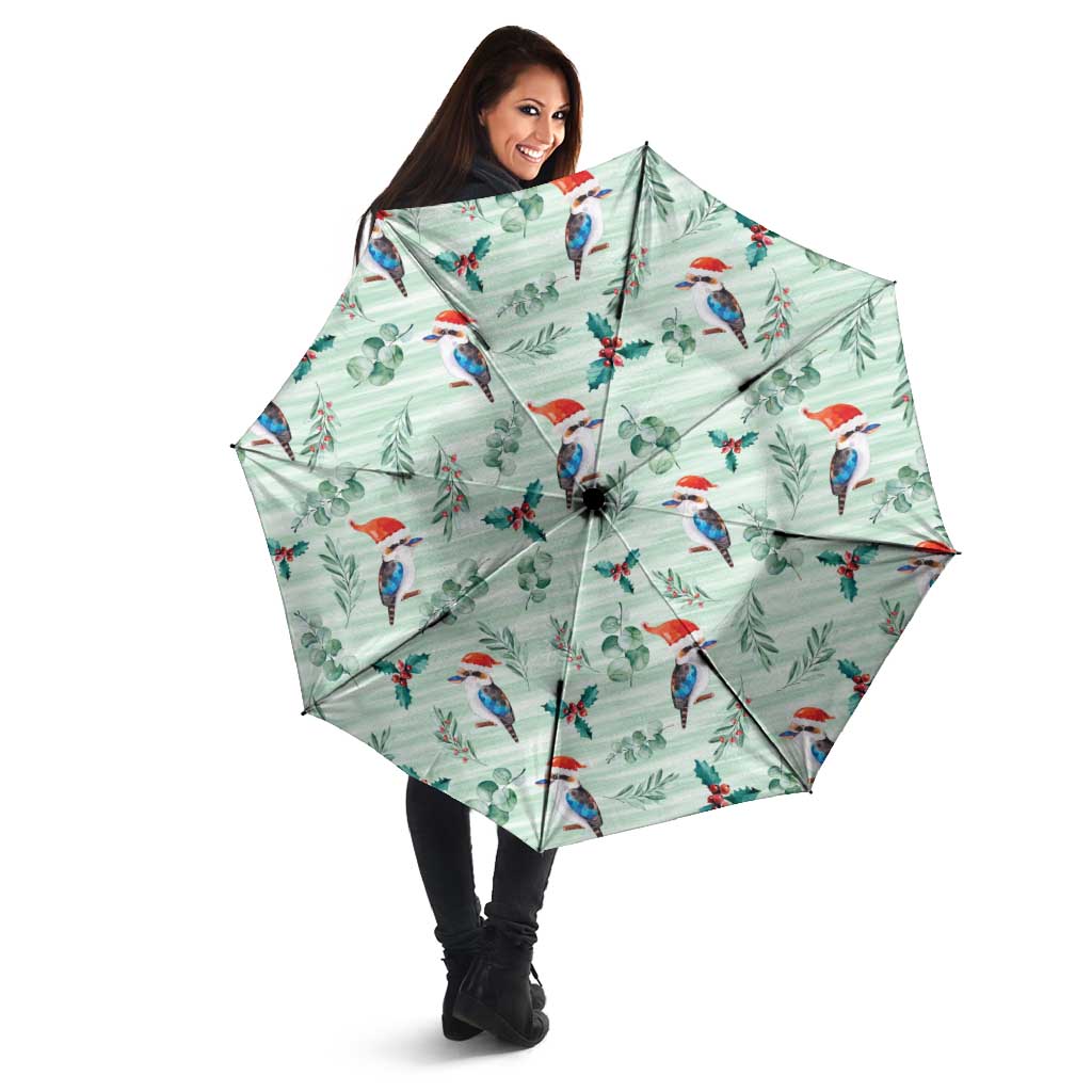 Australia Christmas Umbrella Aussie Kookaburra Watercolor Seamless Style - Aussie Hoodie