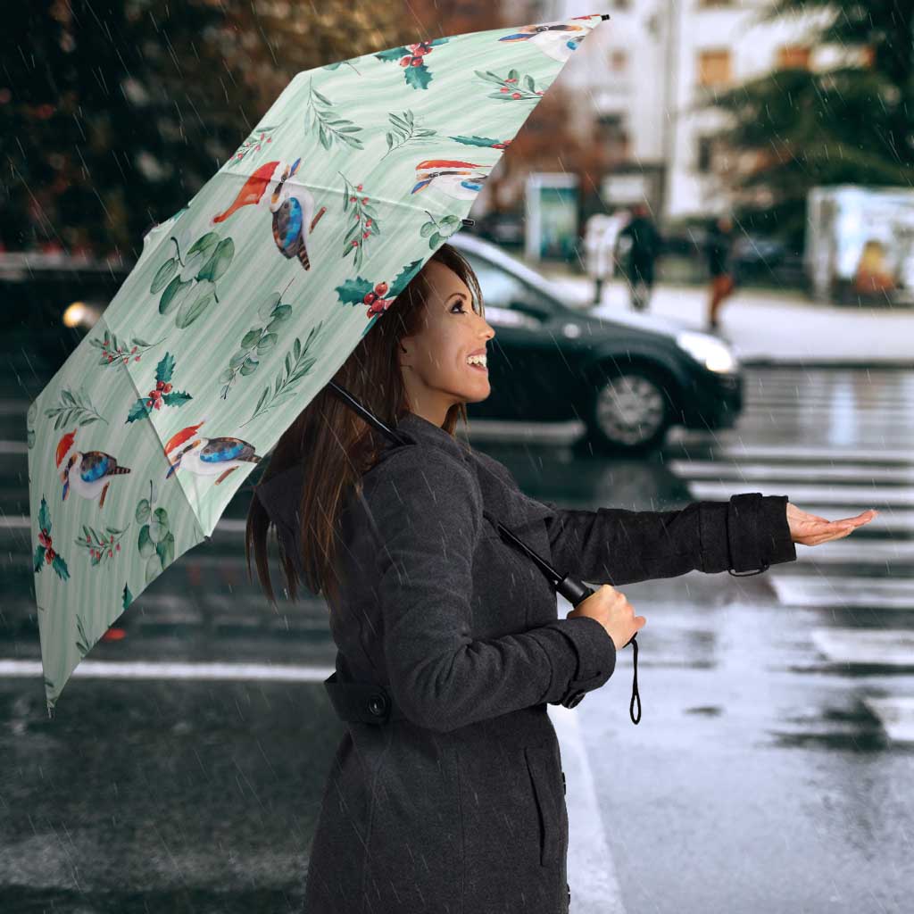 Australia Christmas Umbrella Aussie Kookaburra Watercolor Seamless Style - Aussie Hoodie