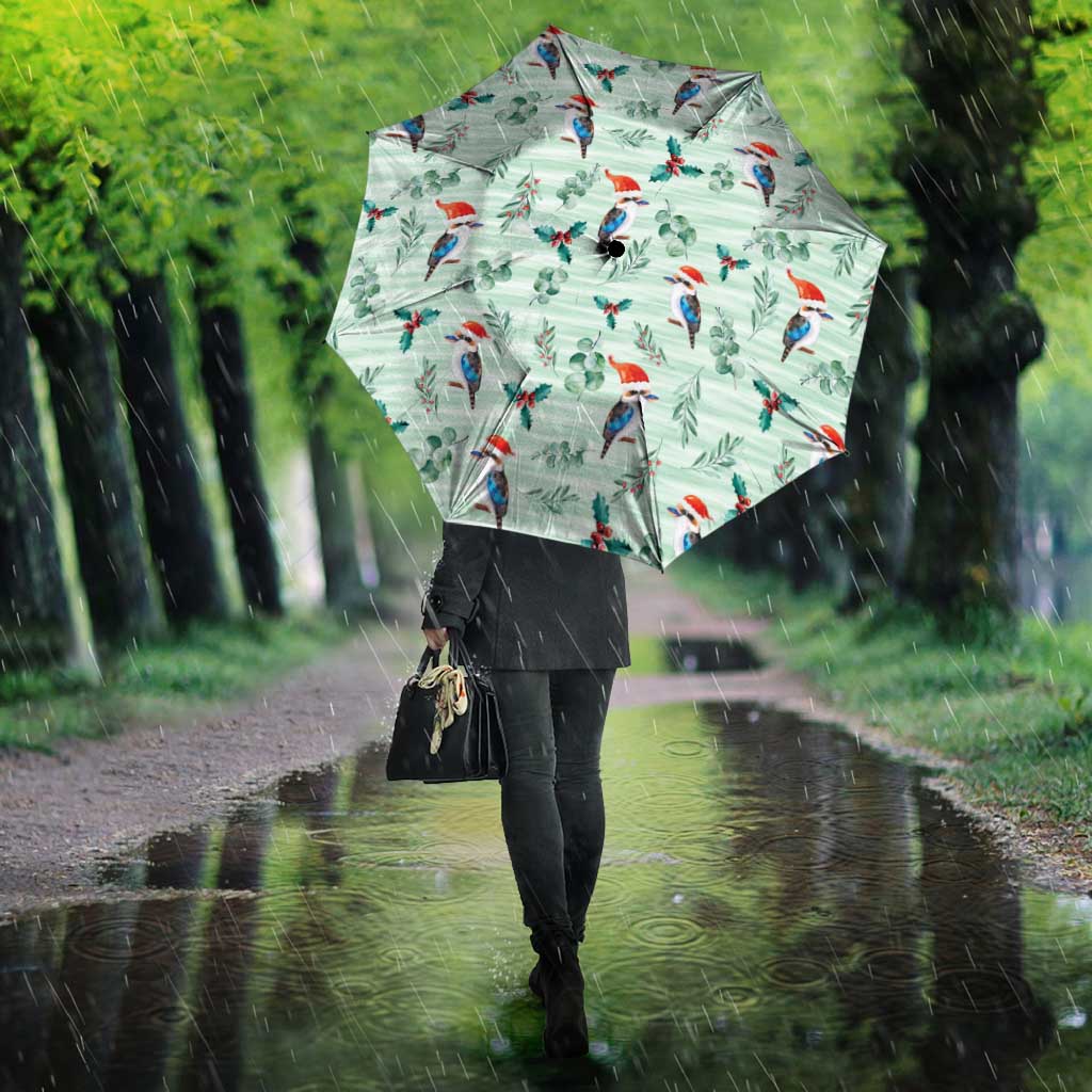 Australia Christmas Umbrella Aussie Kookaburra Watercolor Seamless Style - Aussie Hoodie